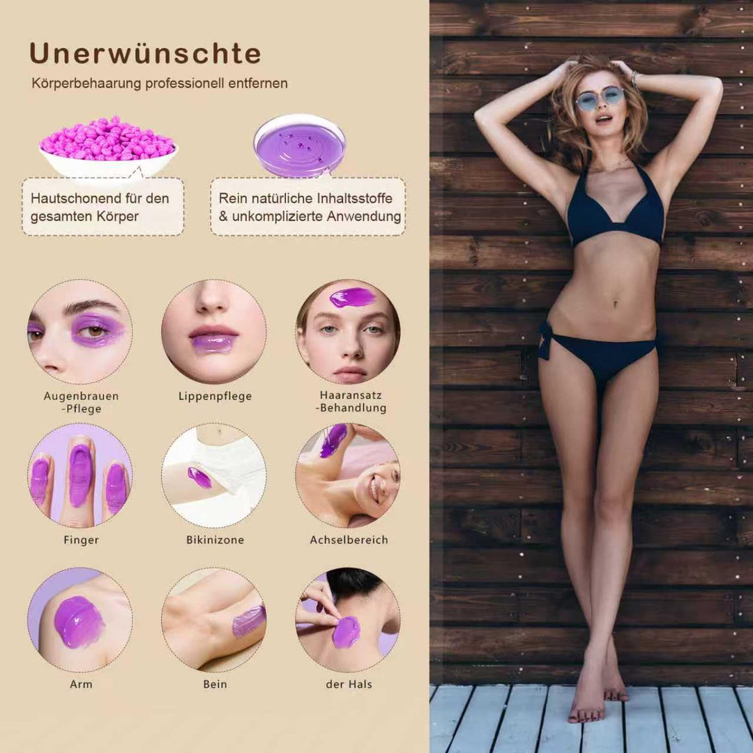 Waxing Set,Wachs Haarentfernung,Digitales Wachswärmer Wax Maschine Enthaarungswachs mit 400g Wax,20