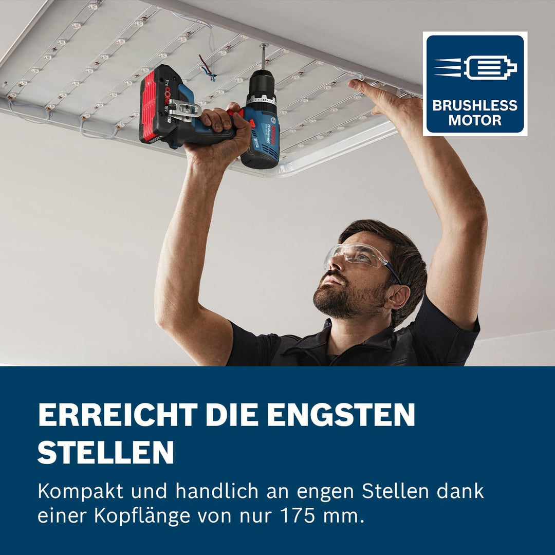 Bosch Professional 18V System Akku-Bohrschrauber GSB 18V-65 (bürstenloser Motor, Kopflänge 175, inkl