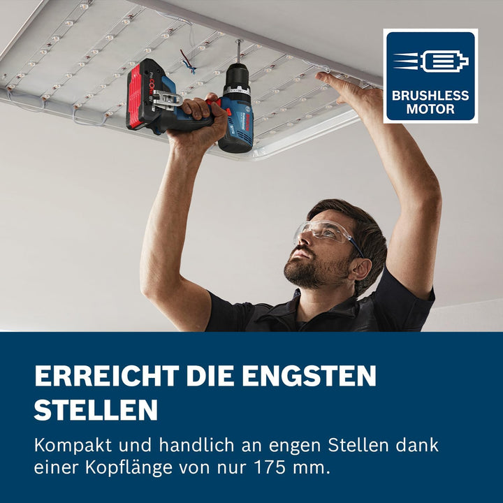 Bosch Professional 18V System Akku-Bohrschrauber GSB 18V-65 (bürstenloser Motor, Kopflänge 175, inkl