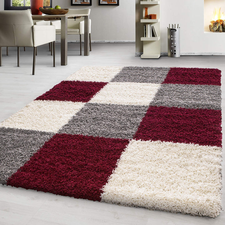 Hochflor Teppich Wohnzimmer Kariertes Design Schlafzimmer Esszimmer Flur Teppich Küchenteppich Weich
