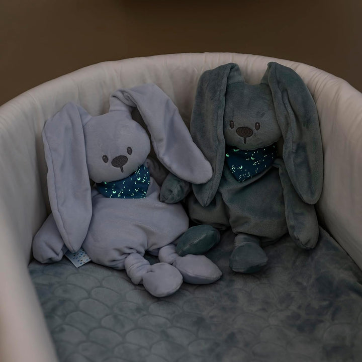Nattou Cuddly Rabbit LAPIDOU, 30 cm, Lapidou Pastel Blue Blau Kuscheltier nachtleuchtend, Blau Kusch