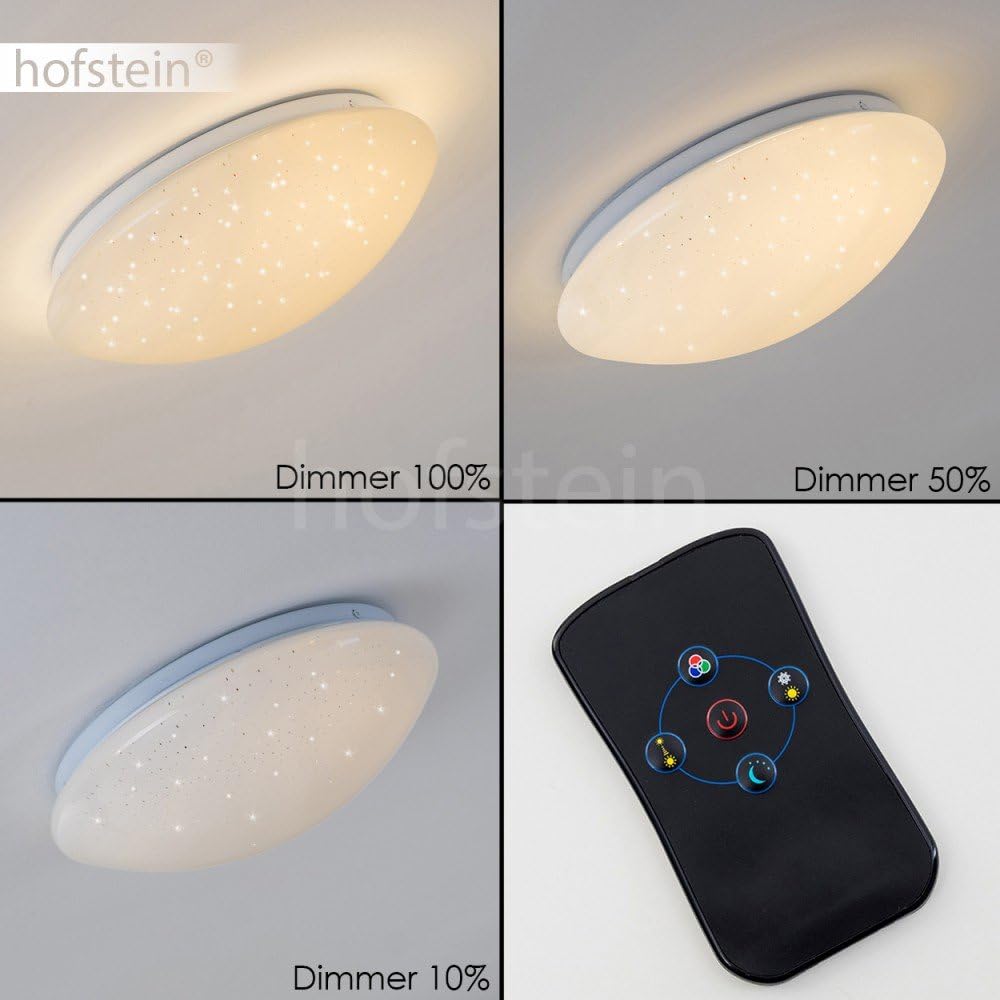 LED Deckenleuchte Quebec, dimmbare Deckenlampe aus Metall in Weiss, mit Nachtlichtfunktion, 8 Watt,