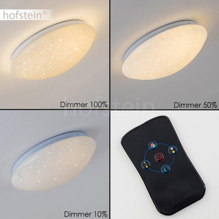 LED Deckenleuchte Quebec, dimmbare Deckenlampe aus Metall in Weiss, mit Nachtlichtfunktion, 8 Watt,