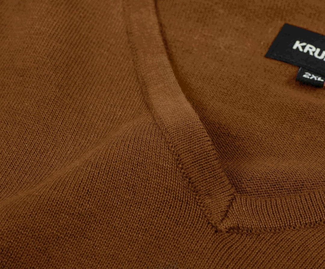 Herren Baumwolle Übergross V-Ausschnitt Klassik Pullover, Camel
