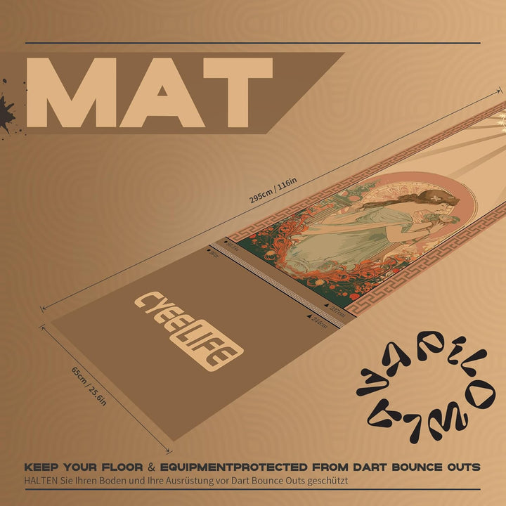 Cyeelife Carpet Mat 297 X 66cm, Mit Rutschfester Unterseite aus Gummi,Professionelle Dartmatte zum S