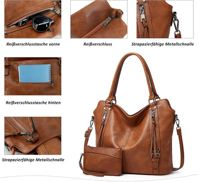 TAN.TOMI Handtasche Damen,Handtaschen Set,Umhängetasche Gross Schultertasche Frau Elegant Henkeltasc