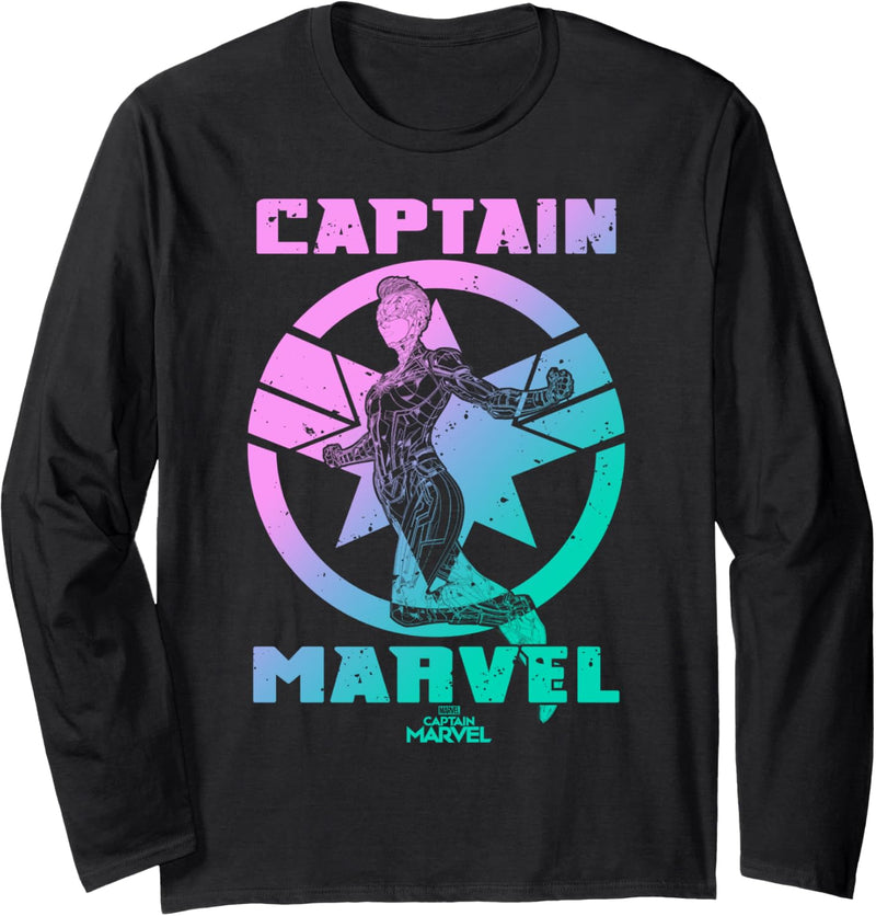 Captain Marvel Bright Gradient Portrait Logo Langarmshirt