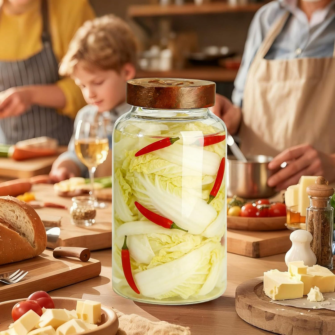 GäRbehäLter 2.8L, FermentiergläSer Kimchi BehäLter Fermentationsglas, Fermentierglas Mit Gewicht 1 A