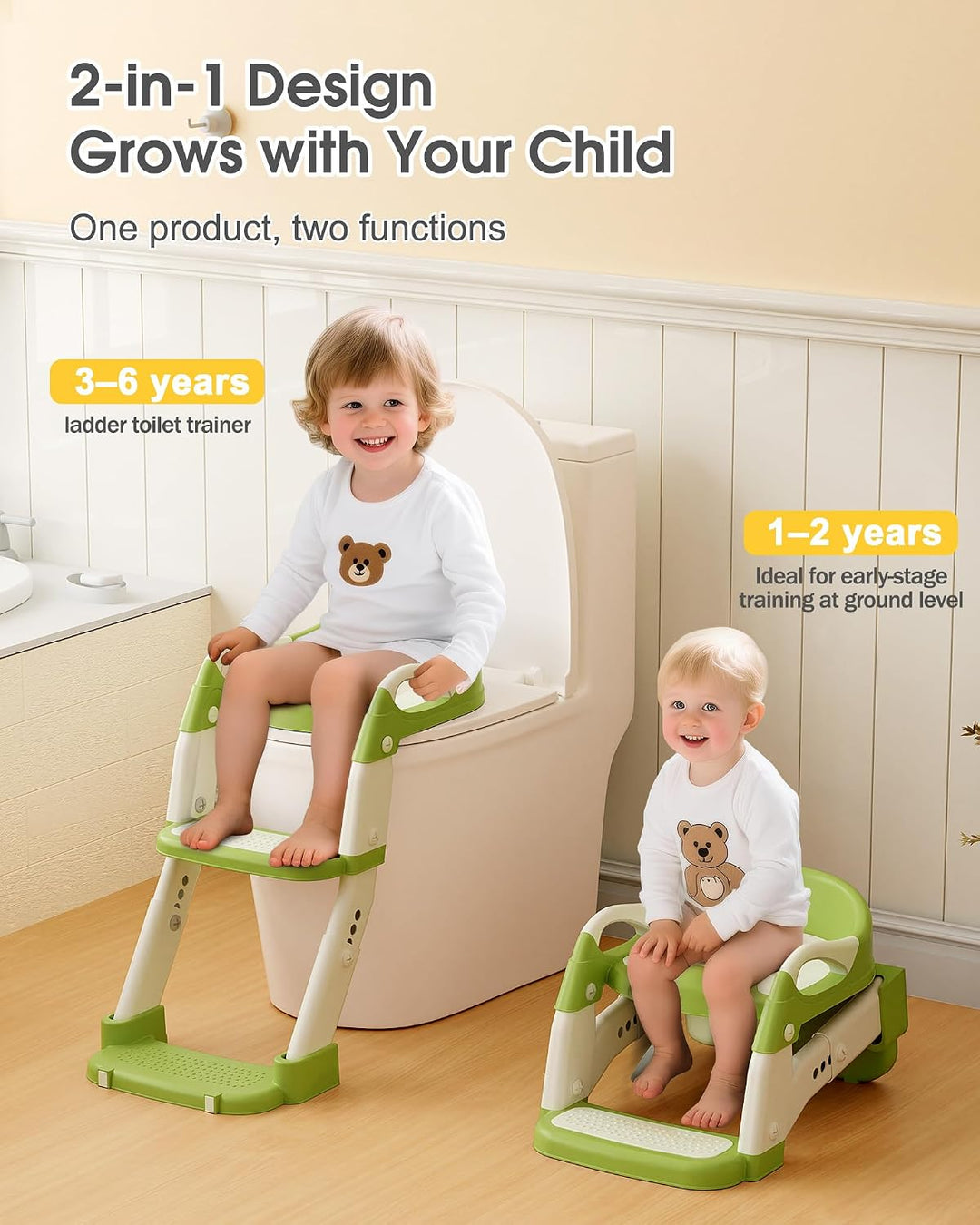 Yucch Toilettensitz Kinder mit Treppe – Verbesserte 2-in-1 Kind Toilettensitz höhenverstellbar, ruts