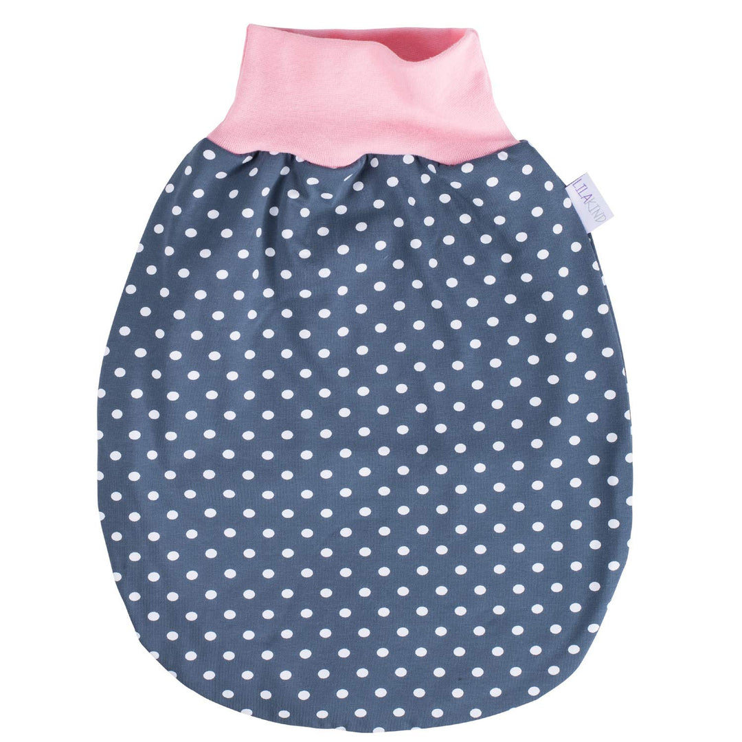 Lilakind Mädchen Winter Schlafsack Strampelsack Pucksack Jersey Punkte Grau Rosa gefüttert Gr. L - M