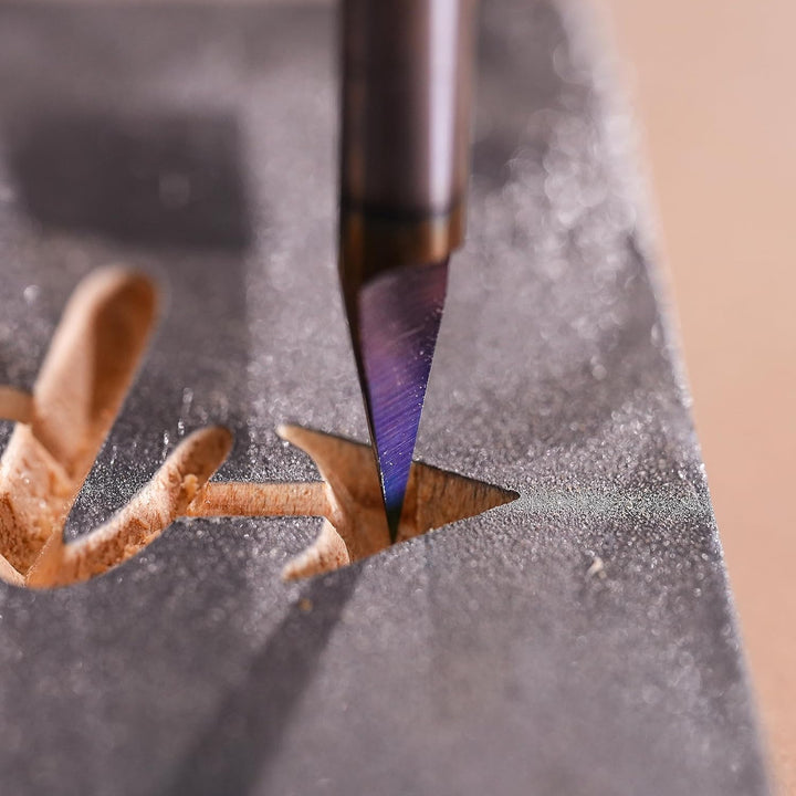 SpeTool Gravierfräser 30 Grad V Nutfräser 6mm Schaft Schriftenfräser Holz 0,2 mm Spitze VHM Graviers