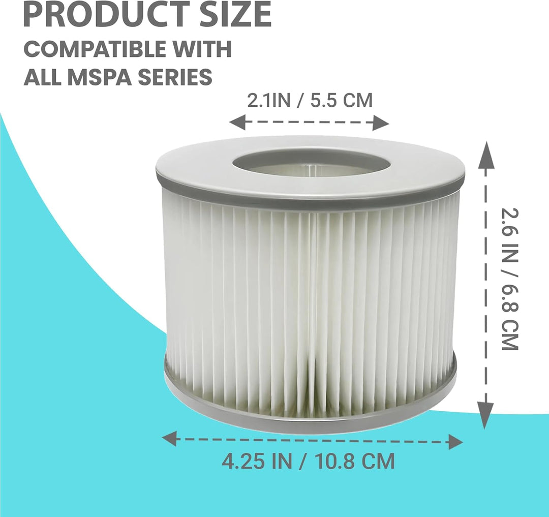 4 Stück Ersatz Filterkartuschen für MSpa Filter, Ersatzfilter kompatibel mit Whirlpool MSpa Modelle,
