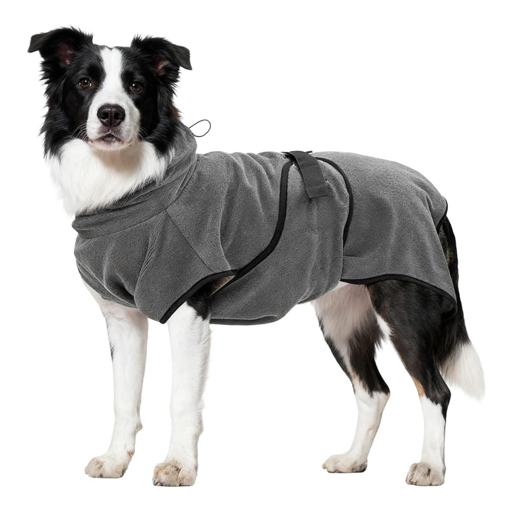 FARYODI Hundebademantel L für Rückenlänge 65cm Hunde, Mikrofaser Hunde Bademantel Badetuch, Saugfähi