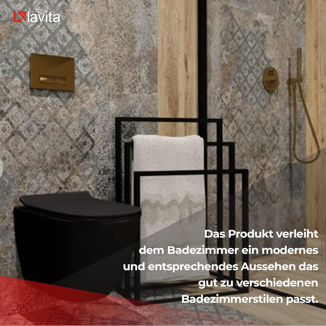 LAVITA HALMAHERA 800 | Handtuchständer Schwarz | Freistehender stehend, Handtuchhalter | Stehend für