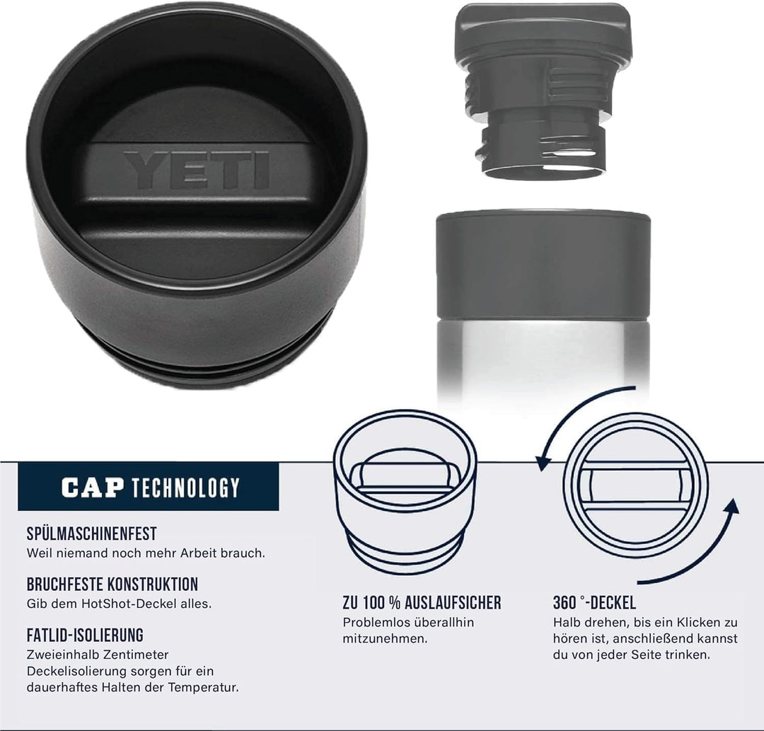 YETI Rambler Flasche mit hotshot-verschluss, Black, 18oz (532ml), Black