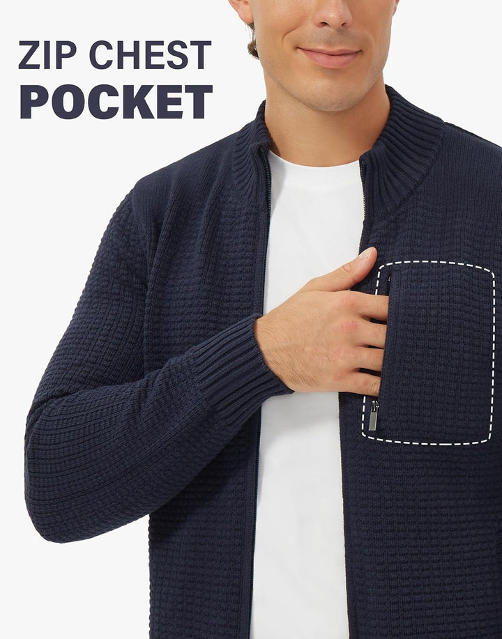 Pioneer Camp Herren Strickjacke Mit Reissverschluss Stehkragen Cardigan Herren Zip Sweaters Fein-Str