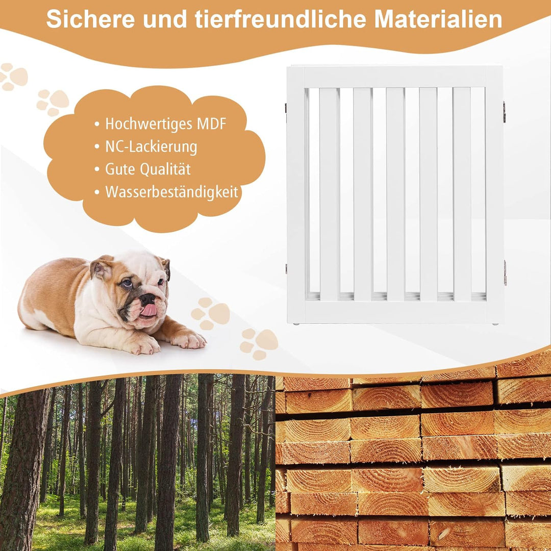 COSTWAY Absperrgitter Hunde 60cm Hoch, Schutzgitter Holz, Kindergitter klappbar, Treppengitter Hunde