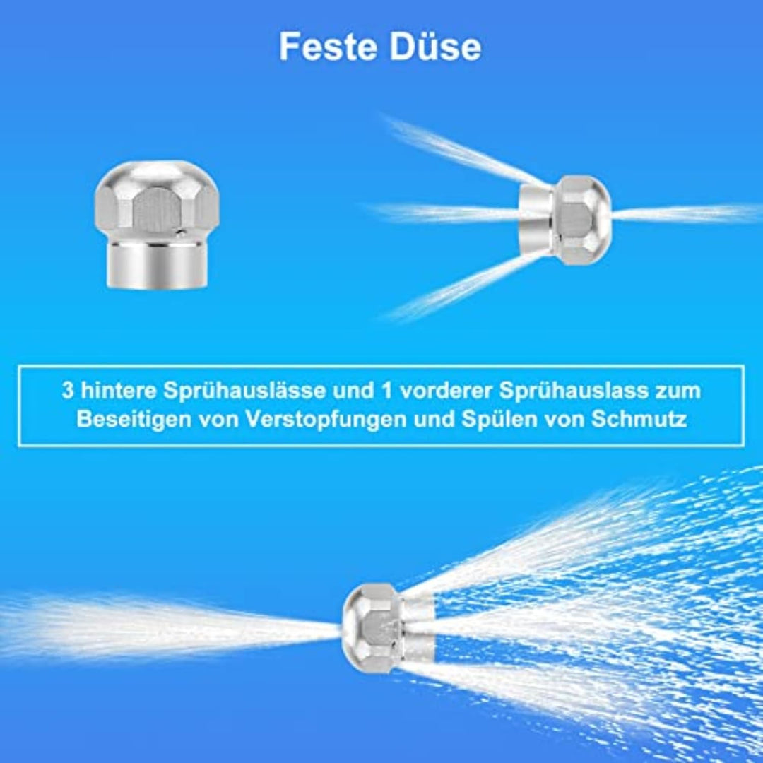 WADEO Rohrreinigungsschlauch 20m 180 Bar / 2610 PSI Rohrreinigungsset geeignet für Hochdruckreiniger
