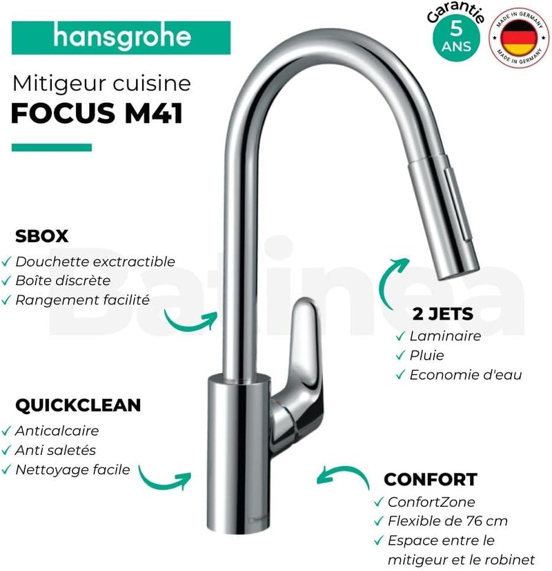 hansgrohe Küchenarmatur Talis M54 (Wasserhahn Küche mit Schlauchbox, 360° schwenkbar, ausziehbarer A