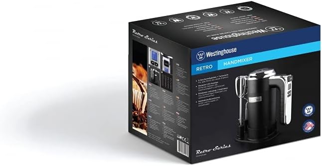Westinghouse Retro Handmixer, 5 Geschwindigkeitsstufen + Turbofunktion, 2 Rührbesen, 2 Knethaken, LC