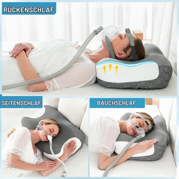 Elviros Memory Foam CPAP-Kissen, Ergonomisches Höhen- und Härteverstellbares Nackenkissen für CPAP-A