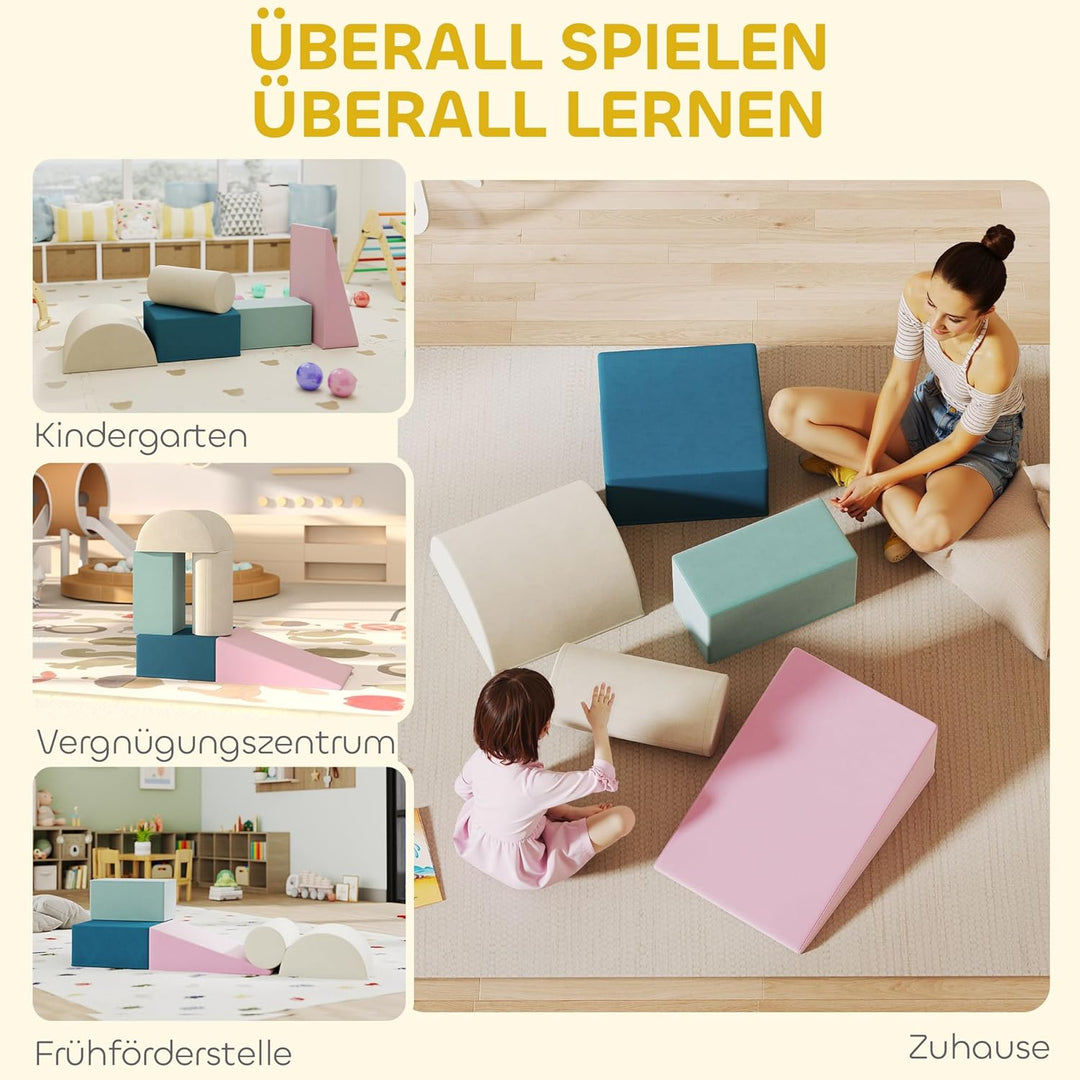 AIYAPLAY Kinder Schaumstoff Bausteine 5 Stück Klettern Riesenbausteine Softbausteine Grossbausteine