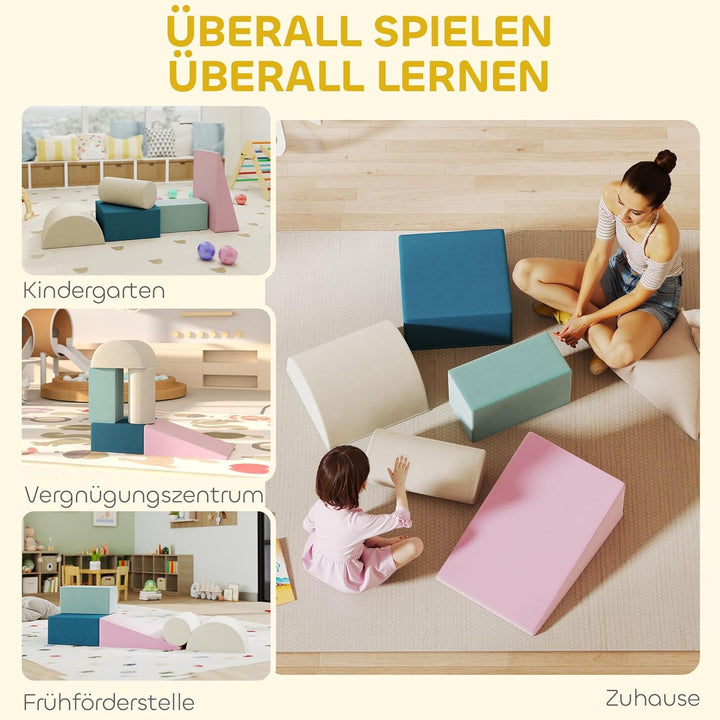 AIYAPLAY Kinder Schaumstoff Bausteine 5 Stück Klettern Riesenbausteine Softbausteine Grossbausteine