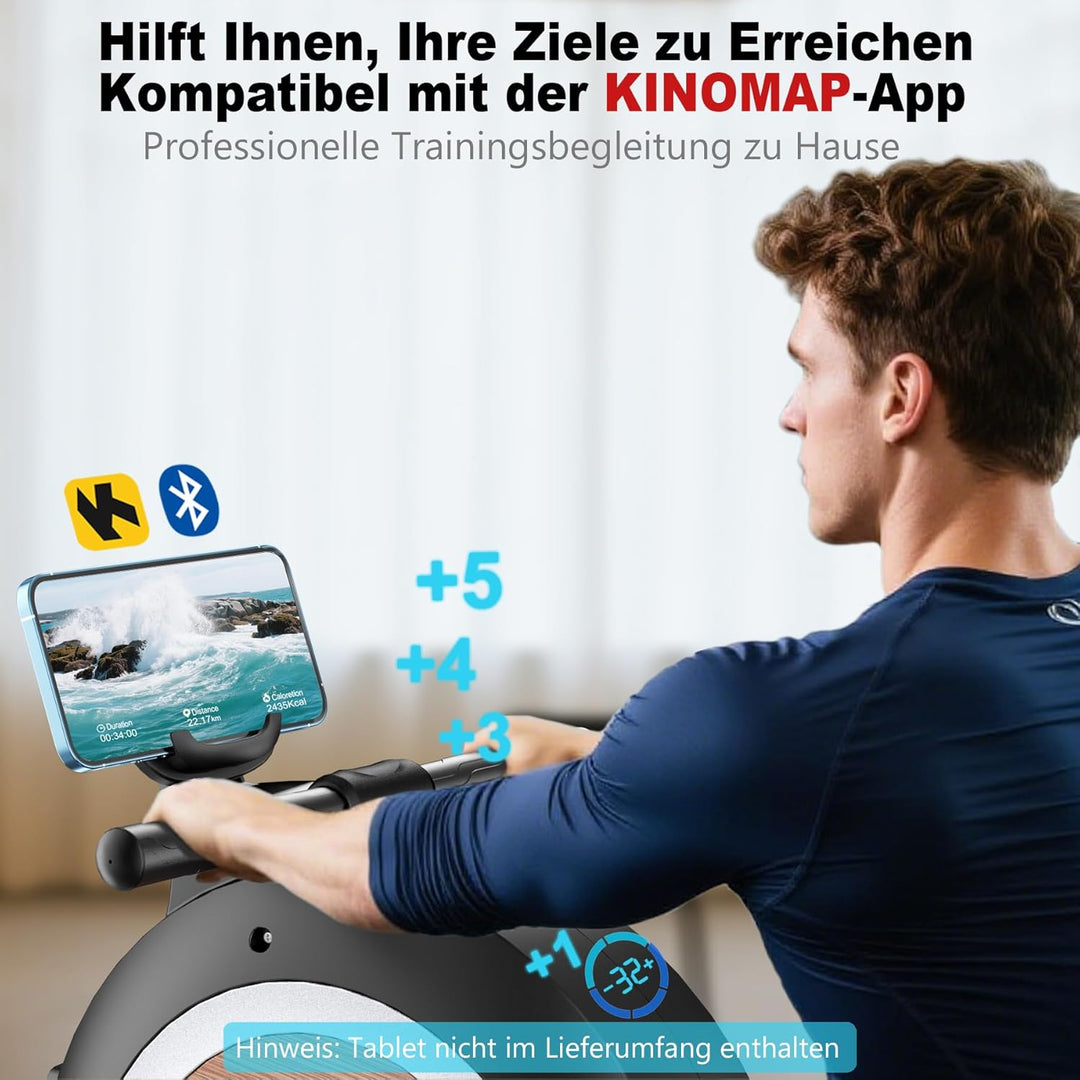 Wenoker Rudergerät für Zuhause, Magnetisches Rudergerät mit APP & LCD-Display, 32 Widerstandsstufen,