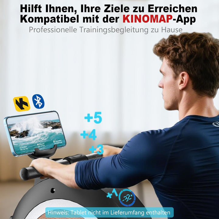 Wenoker Rudergerät für Zuhause, Magnetisches Rudergerät mit APP & LCD-Display, 32 Widerstandsstufen,