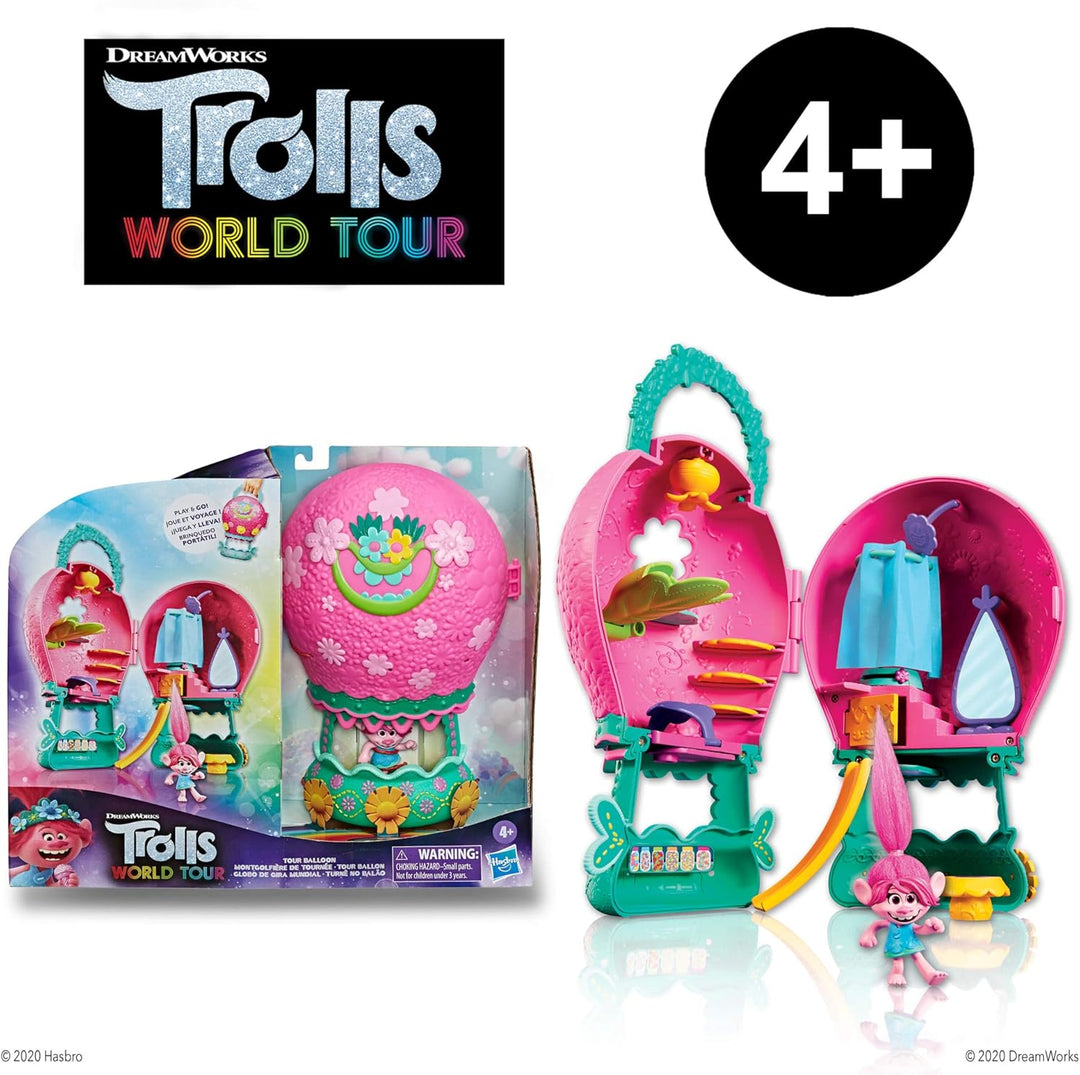 DreamWorks Trolls World Tour Tour Ballon, Spielset mit Poppy Puppe, mit Aufbewahrung und Griff für u