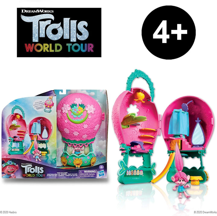 DreamWorks Trolls World Tour Tour Ballon, Spielset mit Poppy Puppe, mit Aufbewahrung und Griff für u
