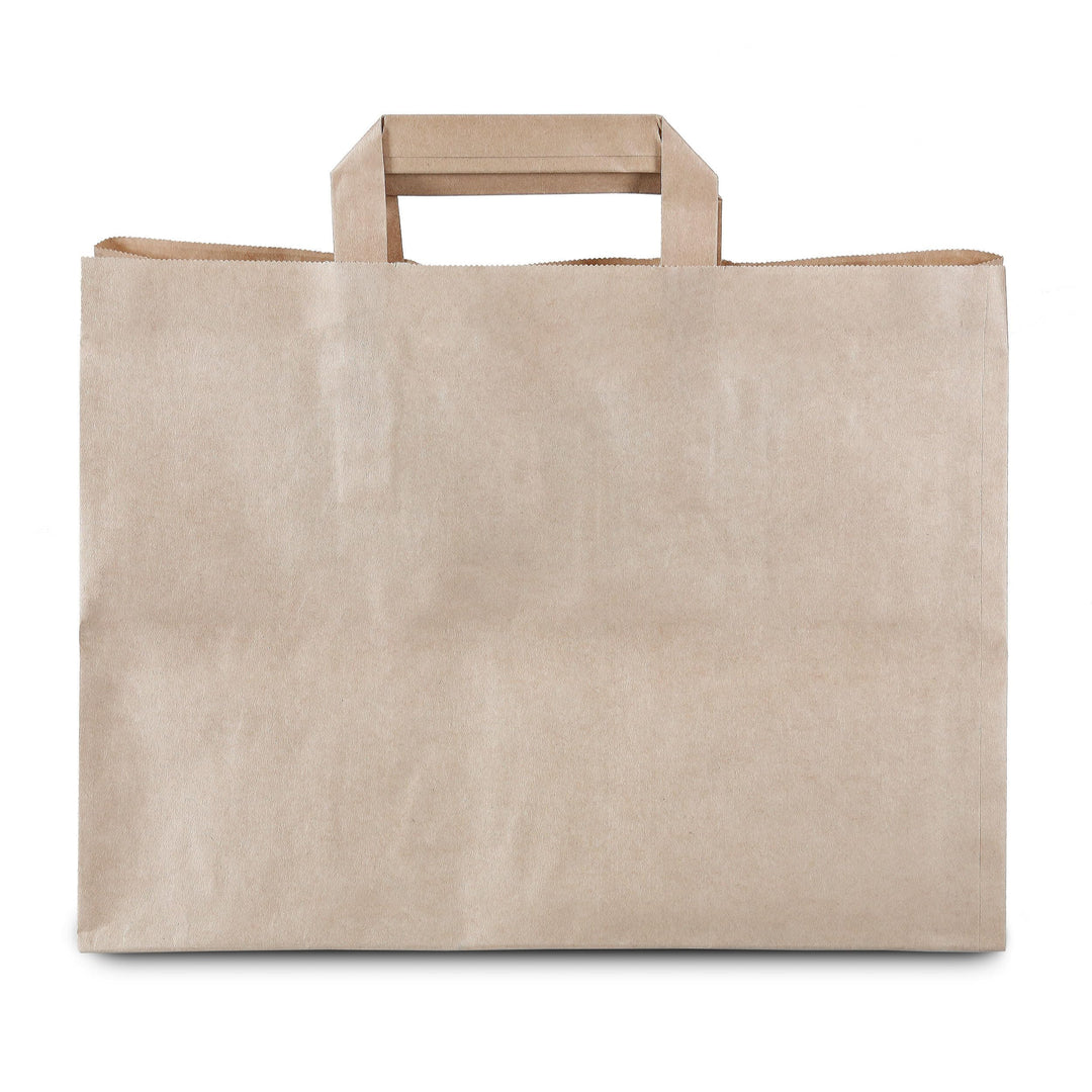 Commerline Papiertüten 250 Stück, Braun, 32+17x27 cm | Kraftpapier Tüten Klein Mit Henkel | Tragetas