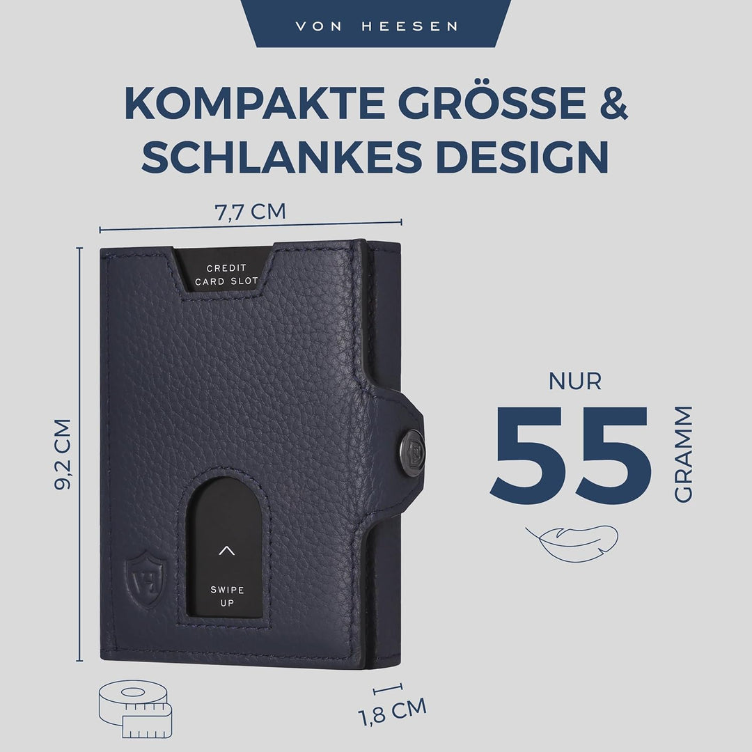 VON HEESEN Slim Wallet mit RFID Schutz - Geldbörse Herren klein - Mini Geldbeutel Damen Portmonee -