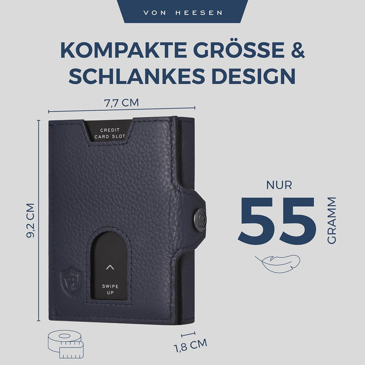 VON HEESEN Slim Wallet mit RFID Schutz - Geldbörse Herren klein - Mini Geldbeutel Damen Portmonee -