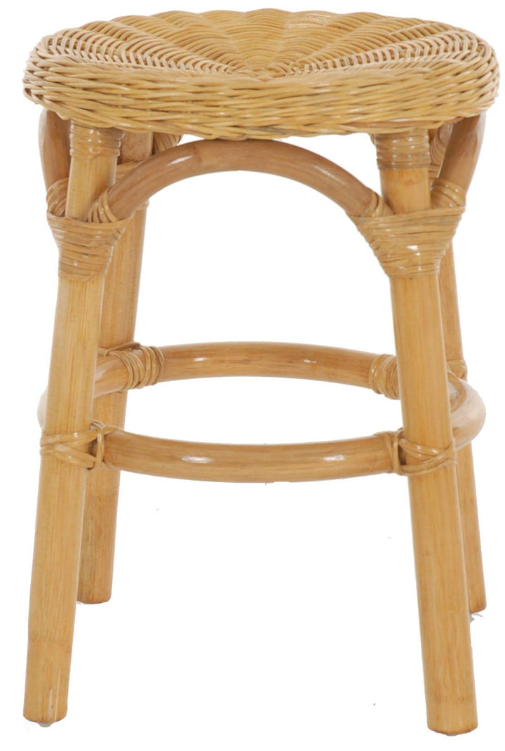 Hocker aus natürlichem Rattan/Rattanhocker Rund/Beistell-Hocker/Schemel Badhocker (Honig) Terracotta