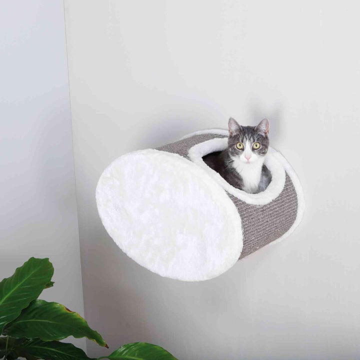 Trixie 49921 Kuschelhöhle zur Wandmontage, 42 × 29 × 28 cm, weiss/grau