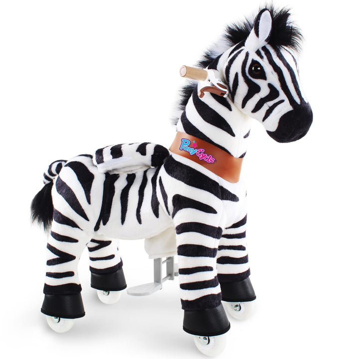 PonyCycle Zebra Reitpferd, für Kinder 3–4 Jahre, 76cm Hoch, Zebra Pferd auf Rollen mit Handbremse, P