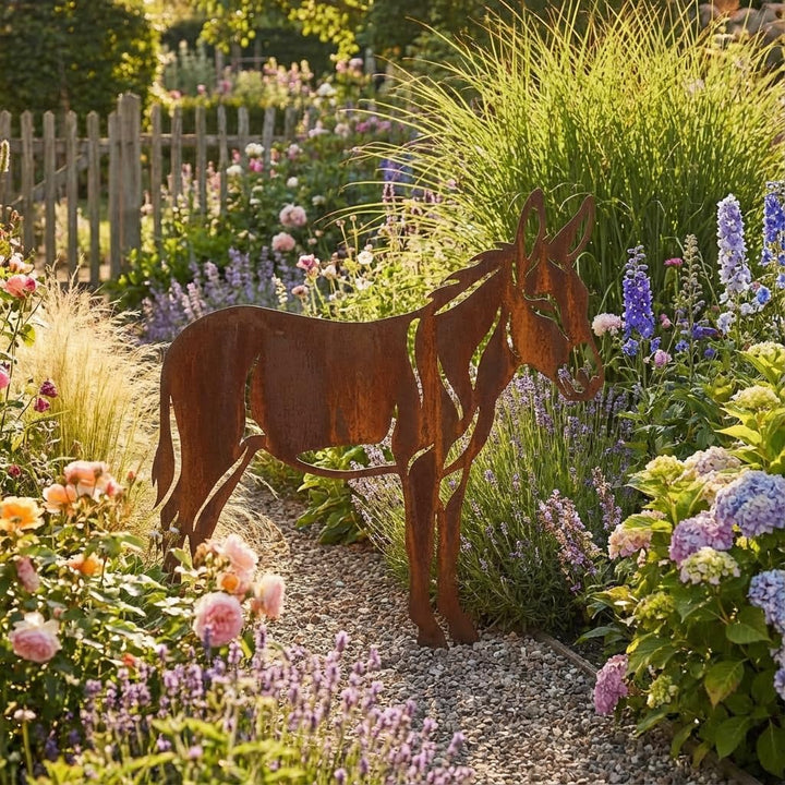 Kapaga - Gartenfigur aus Rost auf Einschlagbeinen - Metall Tierfigur - Edelrost Dekofigur - Tier Fig