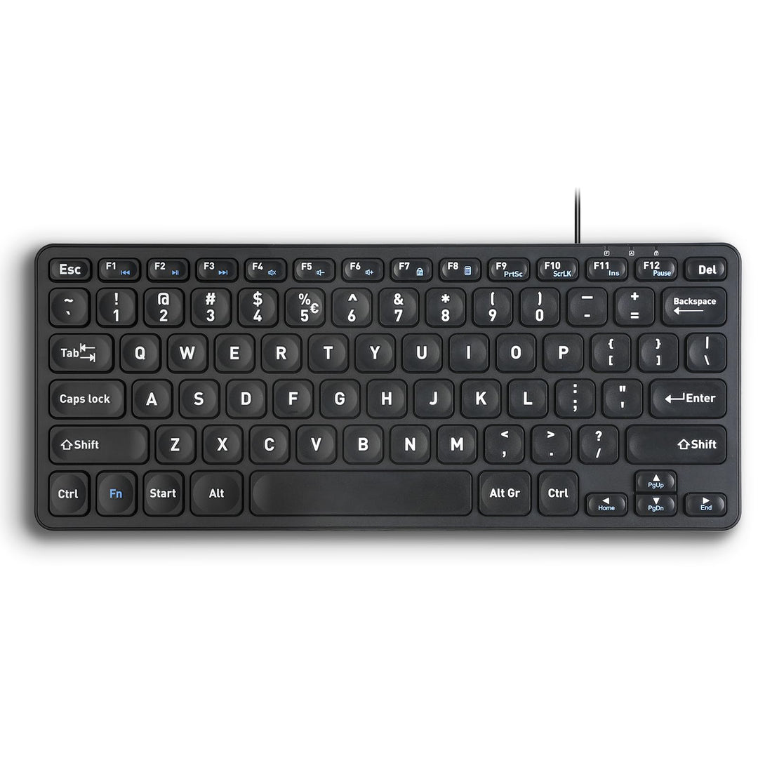 Perixx PERIBOARD-416 Wired Mini USB Keyboard with 4 Hubs - X Type Scissor Keys - Big Print Keys - De