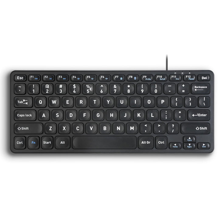 Perixx PERIBOARD-416 Wired Mini USB Keyboard with 4 Hubs - X Type Scissor Keys - Big Print Keys - De