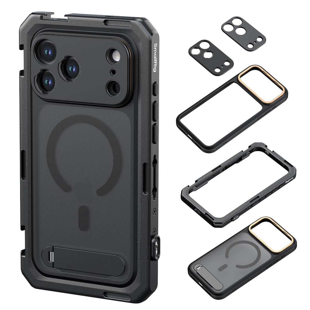 SMALLRIG Mobile Video Cage für iPhone 17 Pro Max, mit Handyhülle, TPU-Softrahmen, T-Mount und 17-mm-