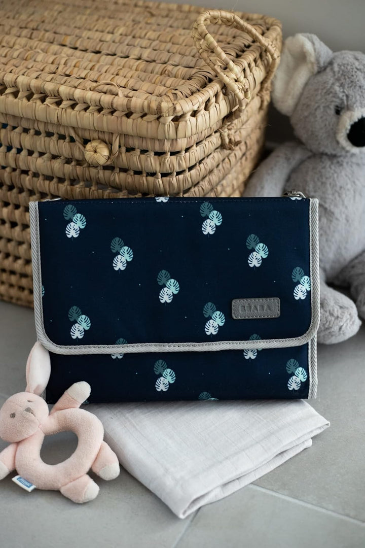 BÉABA, Baby Wickeltasche, Wickelunterlage aus 100% Baumwolle, für unterwegs, mit Fächern für Windeln