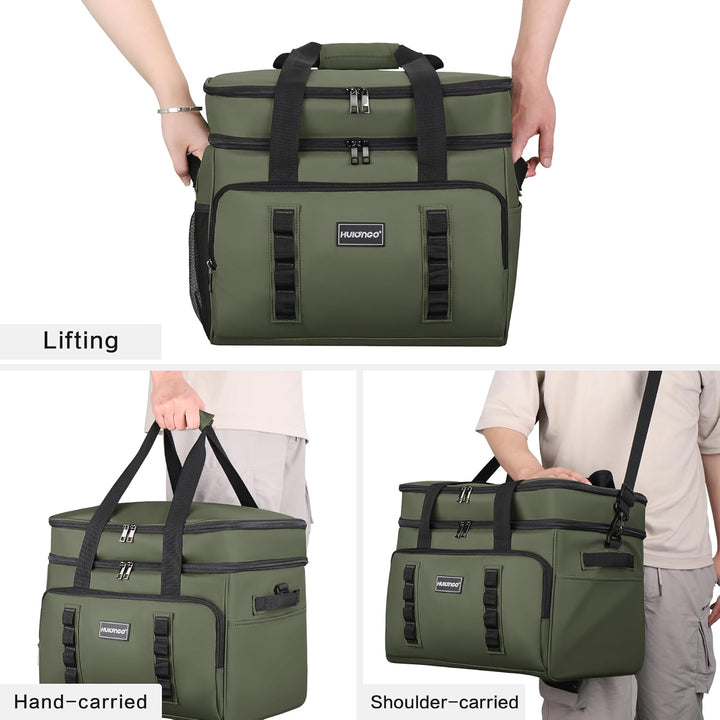 Hulongo Kühltasche Isoliert Kühltasche Wasserdicht Picknick Doppel-Thermotasche für Camping, Reisen,