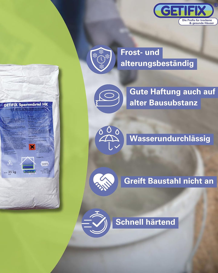Sperrmörtel Hohlkehle 25 kg, zum Schliessen von Fugen im Mauerwerken oder Beton, Fehlstellen oder Ra