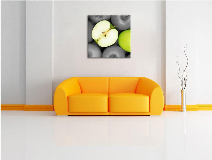 Pixxprint saftige grüne Äpfel als Leinwandbild/Grösse: 70x70 cm/Wandbild/Kunstdruck/fertig bespannt,