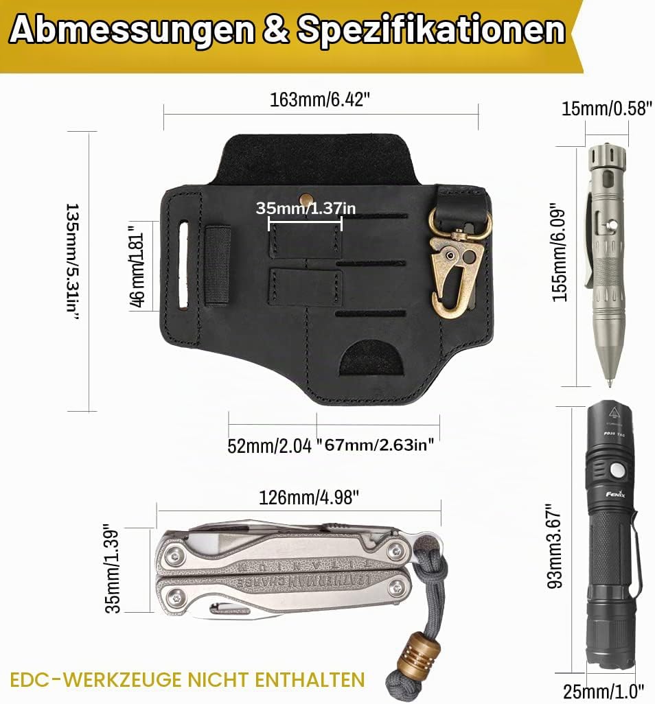 VIPERADE PJ16 Leder EDC Tasche Organizer Taktischer Multitool Halter mit Schlüsselbund Gürtelschlauf