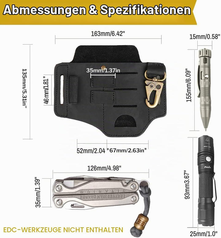 VIPERADE PJ16 Leder EDC Tasche Organizer Taktischer Multitool Halter mit Schlüsselbund Gürtelschlauf