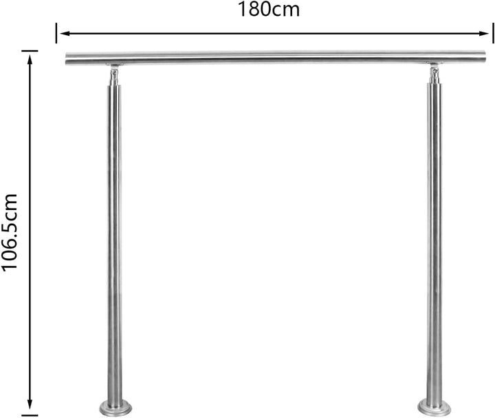 Eulenke Handlauf Edelstahl 180cm, Treppengeländer innen & aussen, Handlauf Geländer ohne Querstreben