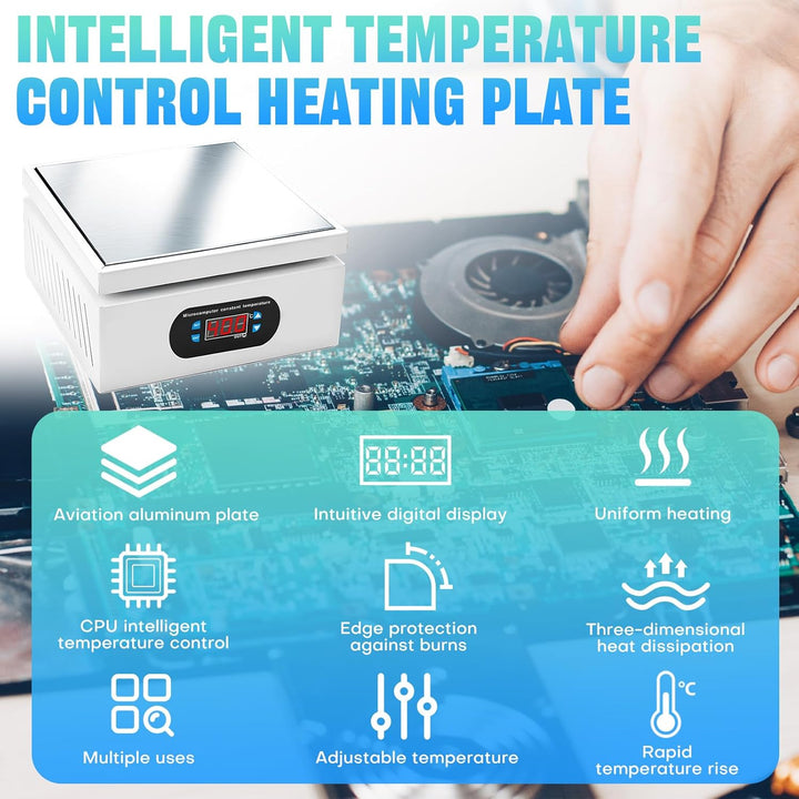 Auveach 700W Lötstation Heizplatte 0-400°C Einstellbar, Elektrische Löt-Vorwärmstation mit LED Digit
