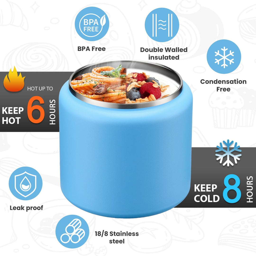 Itslife Thermobehälter für Essen 760ml, Edelstahl Warmhaltebehälter Essen mit Löffel, Thermo Lunchbo